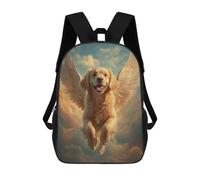 sinyumoney 3D Printed Golden Retriever with Angel Wings Comforting Pet Loss Art Children's 17inch School Backpack for Kids High Capacity Travel Rucksacks Fashion Book Bags Kids School Bag