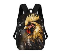 sinyumoney 3D Printed Golden Rooster Portrait School Backpack Book 17inch Bags Fashion Backpacks Large Capacity Backpack Children Travel Rucksacks