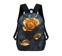 sinyumoney 3D Printed Golden Rose on Marble School Book Bags Fashion Kids Large Capacity Backpack Children School Bag Travel Rucksacks 17inch