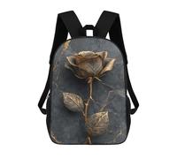 sinyumoney 3D Printed Golden Rose Wall Decor School Backpack Book 17inch Bags Fashion Backpacks Large Capacity Backpack Children Travel Rucksacks