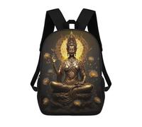 sinyumoney 3D Printed Golden Serenity Statue School Backpack With Big Pockets for Kids Children's Backpacks Boy Girl Book Bags Kids School Bag 17inch