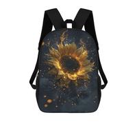 sinyumoney 3D Printed Golden Sunflower with Fire Effect Children School Backpack Fashion Rucksack Casual Travel 17inch Backpacks Large Capacity Daypack for Boys Girls