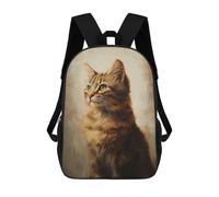 sinyumoney 3D Printed Golden Tabby Cat Portrait -1 Children's 17inch School Backpack for Kids High Capacity Travel Rucksacks Fashion Book Bags Kids School Bag