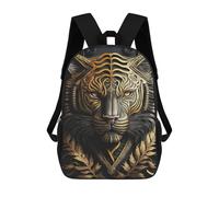sinyumoney 3D Printed Golden Tiger Portrait-12 School Backpack With Big Pockets for Kids, Children's Backpacks Book Bags Kids School Bag 17inch