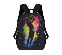 sinyumoney 3D Printed Golf Swing Silhouette Children's 17inch School Backpack for Kids High Capacity Travel Rucksacks Fashion Book Bags Kids School Bag