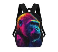 sinyumoney 3D Printed Gorilla in Neon Colors School Backpack With Big Pockets for Kids, Children's Backpacks Book Bags Kids School Bag 17inch