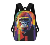 sinyumoney 3D Printed Gorilla Pop Art Children Backpacks Kids Cute School Backpack Outdoor Casual Daypack for Boys Middle School Students 17inch
