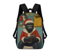 sinyumoney 3D Printed Gorilla Santa on Toilet Christmas Children Backpacks Kids Cute School Backpack Outdoor Casual Daypack for Boys Middle School Students 17inch
