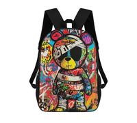 sinyumoney 3D Printed Graffiti Teddy Bear Art Print School Backpack for Kids Children's 17inch Backpacks Boy Girl Book Bags Kids School Bag