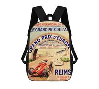 sinyumoney 3D Printed Grand Prix D Europe Reims 5 Juillet 1959 School Bags Kids 17inch Backpacks Casual Fashion School Bag Backpacks Book Bags for Boys Elementary And Middle School Students