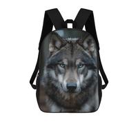 sinyumoney 3D Printed Gray Wolf with Blue Eyes -1 Children's 17inch School Backpack for Kids High Capacity Travel Rucksacks Fashion Book Bags Kids School Bag