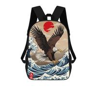 sinyumoney 3D Printed Great Wave of Eagle School Book Bags Fashion Kids Large Capacity Backpack Children School Bag Travel Rucksacks 17inch