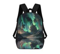 sinyumoney 3D Printed Green Aurora Borealis Children's 17inch School Backpack for Kids High Capacity Travel Rucksacks Fashion Book Bags Kids School Bag
