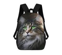 sinyumoney 3D Printed Green Eyes Maine Coon Children's 17inch School Backpack for Kids High Capacity Travel Rucksacks Fashion Book Bags Kids School Bag