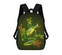 sinyumoney 3D Printed Green Frog School Bag Boys Girls Children's 17inch Backpack School Backpack Casual Fashion Backpack for in School Or Travel