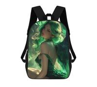 sinyumoney 3D Printed Green Goddess Fantasy Artwork Children's 17inch School Backpack for Kids High Capacity Travel Rucksacks Fashion Book Bags Kids School Bag