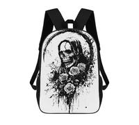 sinyumoney 3D Printed Grim Reaper with Roses Black And White School Bag Boys Girls Children's School Backpack Casual Fashion Backpack for in School Or Travel 17inch