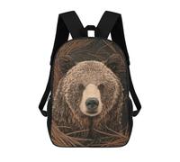 sinyumoney 3D Printed Grizzly Bear Portrait School Bag Boys Girls Children's 17inch Backpack School Backpack Casual Fashion Backpack for in School Or Travel
