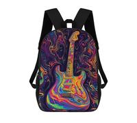 sinyumoney 3D Printed Guitar Art Print-2 Children School Backpack Fashion Rucksack Casual Travel 17inch Backpacks Large Capacity Daypack for Boys Girls