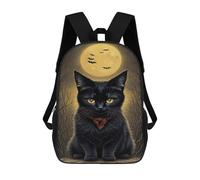 sinyumoney 3D Printed Halloween Black Cat School Backpack for Kids Children's 17inch Backpacks Boy Girl Book Bags Kids School Bag