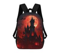 sinyumoney 3D Printed Halloween Castle with Full Moon -4 School Backpack for Kids Children's 17inch Backpacks Boy Girl Book Bags Kids School Bag
