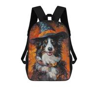 sinyumoney 3D Printed Halloween Dog Witch Hat Art Print Children's School Backpack for Kids High Capacity Travel Rucksacks Fashion Book Bags Kids School Bag Back Pack 17inch
