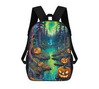 sinyumoney 3D Printed Halloween Forest Glow School Backpack With Big Pockets for Kids Children's Backpacks Boy Girl Book Bags Kids School Bag 17inch