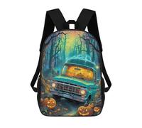 sinyumoney 3D Printed Halloween Forest Truck School Backpack With Big Pockets for Kids Children's Backpacks Boy Girl Book Bags Kids School Bag 17inch
