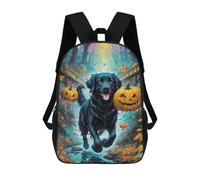 sinyumoney 3D Printed Halloween Forest with Black Dog Children's School Backpack for Kids High Capacity Travel Rucksacks Fashion Book Bags Kids School Bag Back Pack 17inch