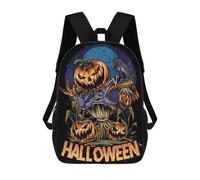 sinyumoney 3D Printed Halloween Pumpkin Children Backpacks Kids Cute School Backpack Outdoor Casual Daypack for Boys Middle School Students 17inch