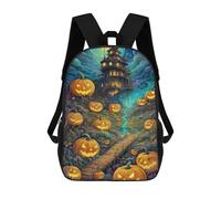 sinyumoney 3D Printed Halloween Pumpkin Pathway Children's School Backpack for Kids High Capacity Travel Rucksacks Fashion Book Bags Kids School Bag Back Pack 17inch