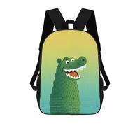 sinyumoney 3D Printed Happy Gator Children Backpacks Kids Cute School Backpack Outdoor Casual Daypack for Boys Middle School Students 17inch