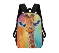 sinyumoney 3D Printed Happy Giraffe Art Print School Backpack for Kids Children's 17inch Backpacks Boy Girl Book Bags Kids School Bag