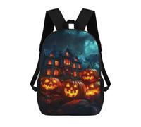 sinyumoney 3D Printed Haunted House Halloween School Book Bags Fashion Kids Large Capacity Backpack Children School Bag Travel Rucksacks 17inch