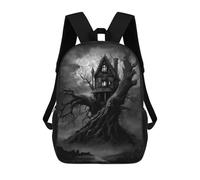 sinyumoney 3D Printed Haunting Tree House School Backpack With Big Pockets for Kids, Children's Backpacks Book Bags Kids School Bag 17inch