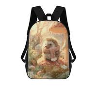 sinyumoney 3D Printed Hedgehog with Scarf on Mushroom Children's 17inch School Backpack for Kids High Capacity Travel Rucksacks Fashion Book Bags Kids School Bag
