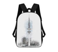 sinyumoney 3D Printed Heinrich Hertz Tower School Backpack With Big Pockets for Kids Children's Backpacks Boy Girl Book Bags Kids School Bag 17inch