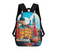 sinyumoney 3D Printed Helsinki Art Children's 17inch School Backpack for Kids High Capacity Travel Rucksacks Fashion Book Bags Kids School Bag