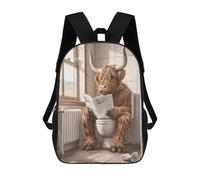 sinyumoney 3D Printed Highland Cow on Toilet School Book Bags Fashion Kids Large Capacity Backpack Children School Bag Travel Rucksacks 17inch