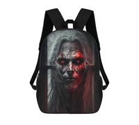 sinyumoney 3D Printed Horror Window Portrait Children's School Backpack for Kids High Capacity Travel Rucksacks Fashion Book Bags Kids School Bag Back Pack 17inch