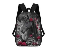 sinyumoney 3D Printed Horse Rose Children Backpacks Kids Cute School Backpack Outdoor Casual Daypack for Boys Middle School Students 17inch