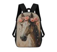 sinyumoney 3D Printed Horse with Flowers Art Print Children's 17inch School Backpack for Kids High Capacity Travel Rucksacks Fashion Book Bags Kids School Bag