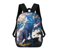 sinyumoney 3D Printed Howling Wolf on Mountain Peak School Bags Kids Backpacks Casual Fashion Backpacks Book Bags for Boys Elementary And Middle School Students 17inch