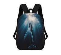 sinyumoney 3D Printed Humpback Whale Underwater Children Backpacks Kids Cute School Backpack Outdoor Casual Daypack for Boys Middle School Students 17inch