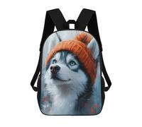 sinyumoney 3D Printed Husky in A Red Beanie School Backpack Book 17inch Bags Fashion Backpacks Large Capacity Backpack Children Travel Rucksacks
