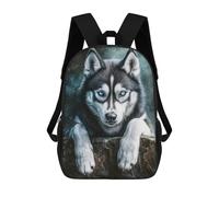 sinyumoney 3D Printed Husky with Blue Eyes School Book Bags Fashion Kids Large Capacity Backpack Children School Bag Travel Rucksacks 17inch