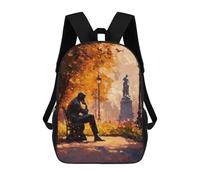 sinyumoney 3D Printed Impressionist Inspired The Thinker in Autumn School Bag Boys Girls Children's School Backpack Casual Fashion Backpack for in School Or Travel 17inch