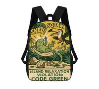 sinyumoney 3D Printed Island Relaxation Violation Code Green Children School Backpack Fashion Rucksack Casual Travel 17inch Backpacks Large Capacity Daypack for Boys Girls