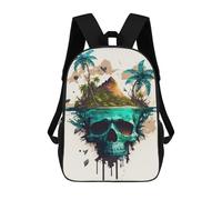 sinyumoney 3D Printed Island Skull Reflection Children's School Backpack for Kids High Capacity Travel Rucksacks Fashion Book Bags Kids School Bag Back Pack 17inch