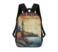 sinyumoney 3D Printed Isle Royale National Park Children's 17inch School Backpack for Kids High Capacity Travel Rucksacks Fashion Book Bags Kids School Bag